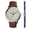 Montres Montre FOSSIL - The Minimalist 3h Gift Set FS5966SET Brown/Silver Marron -Joop! Soldes Boutique 01 4064092172478 az